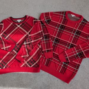 Matching Set - Red Plaid Men's & Women's Sweaters - Size M Both